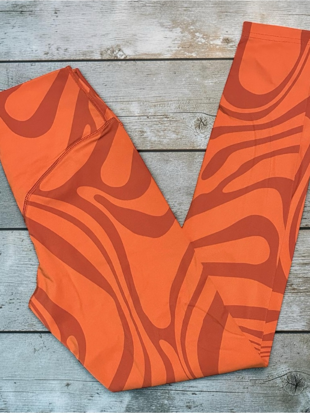 Balance Athletica Vitality Storm Pants Canyon Orange Maroon Swirl Leggings S